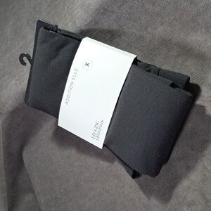 Addition Elle Basic Black Leggings with Black Lace Panel Accent NEW X